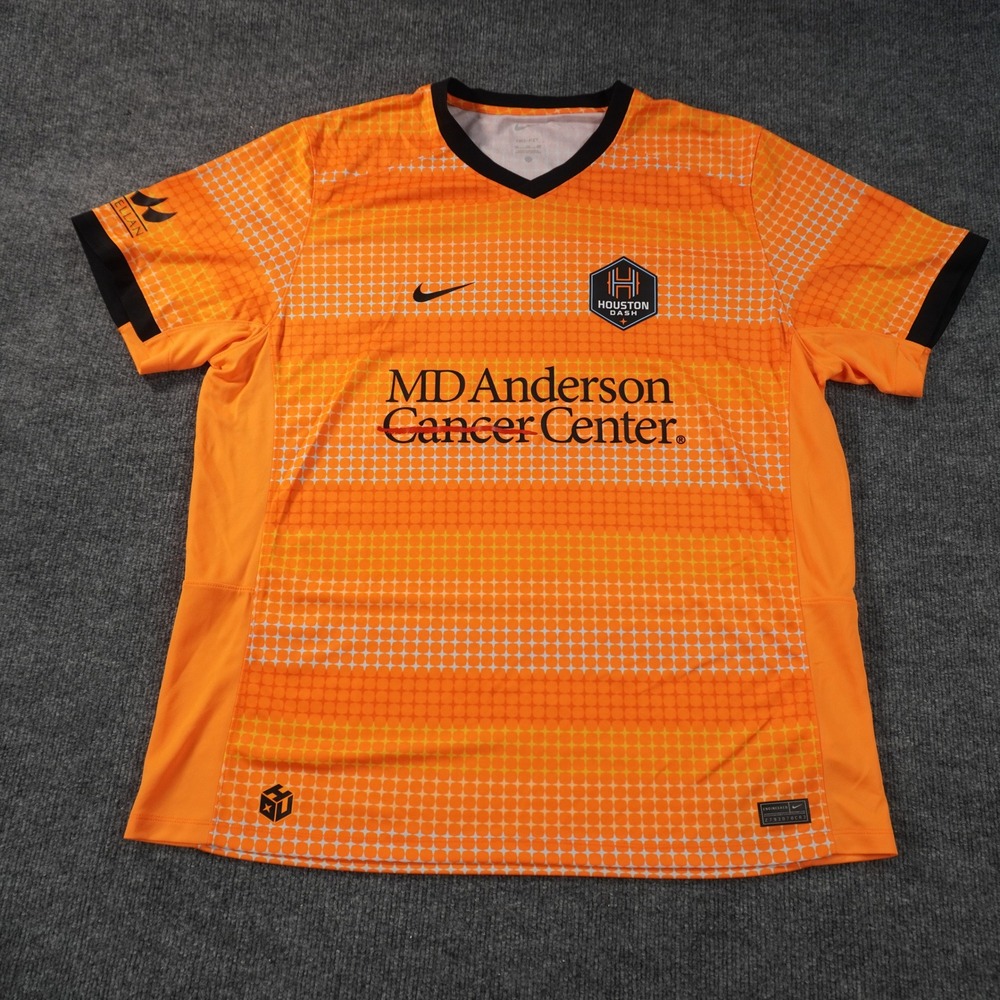 Nike Houston Dash Soccer Jersey Men 2XL Orange NWSL MD Anderson Dri-FIT Kit